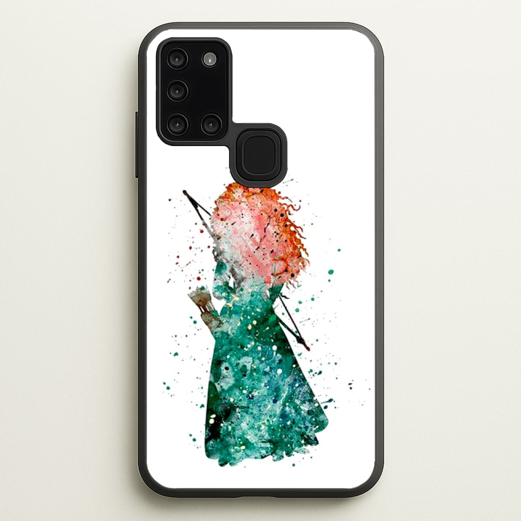 Watercolour Princess Merida Brave Fairytale - Disney Phone Case for Galaxy A21s