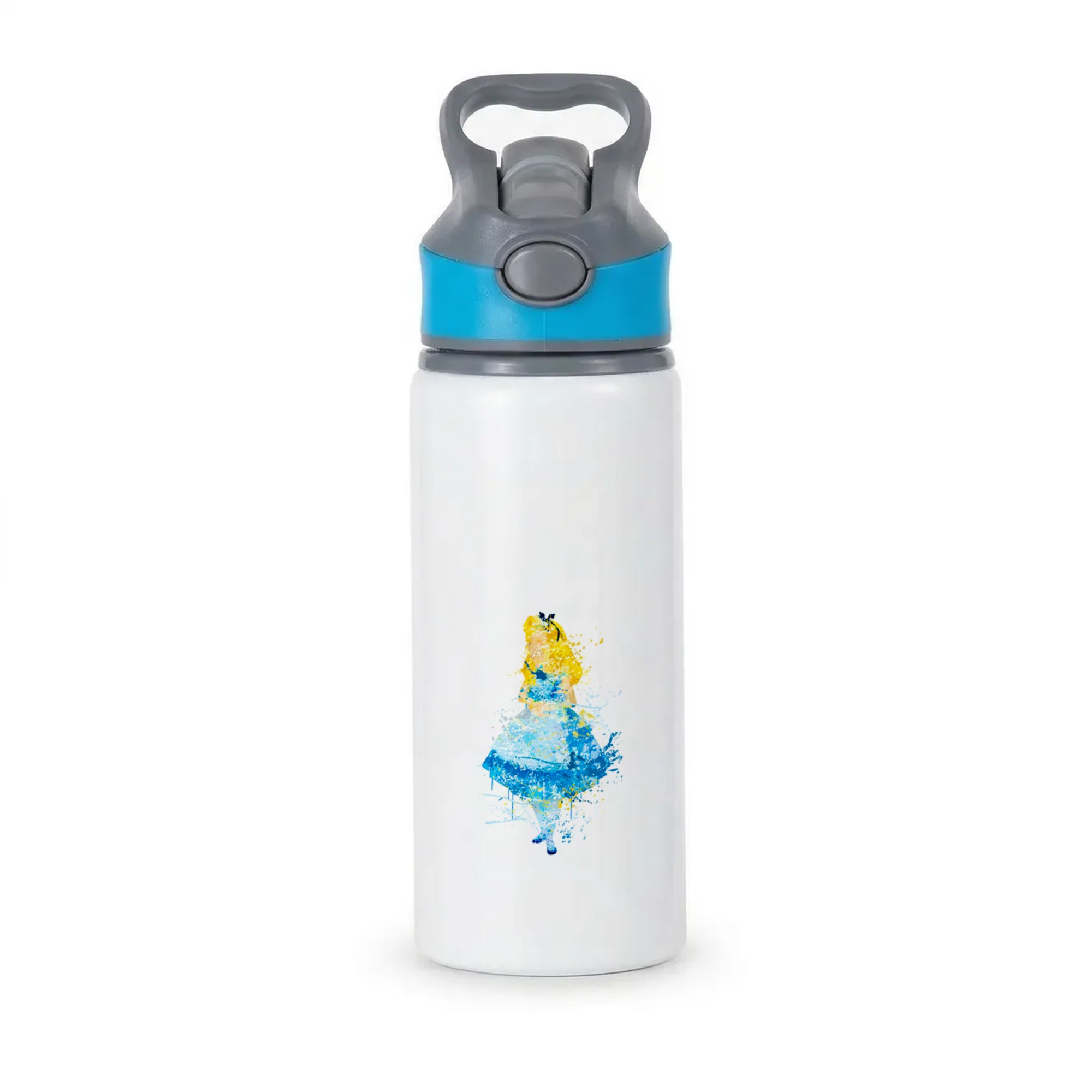 Watercolour Alice in Wonderland Fairytale Active Water Bottle - Blue