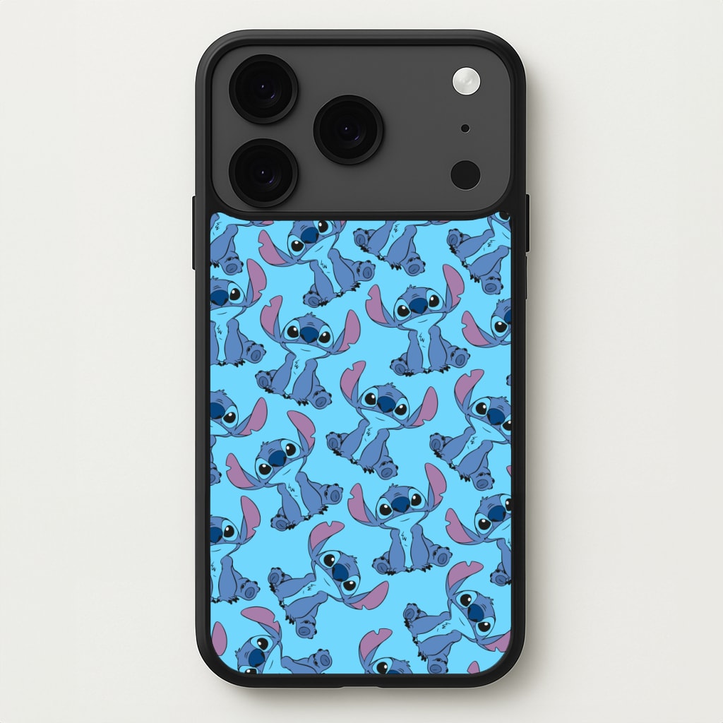 Cute Alien Blue Pattern Phone Case for iPhone 17 Pro