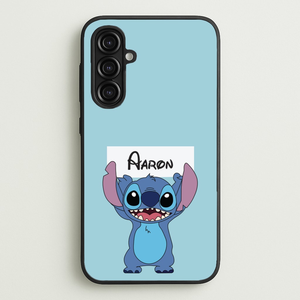 Standing Blue Alien - Personalised Disney - Disney Phone Case for Galaxy A16