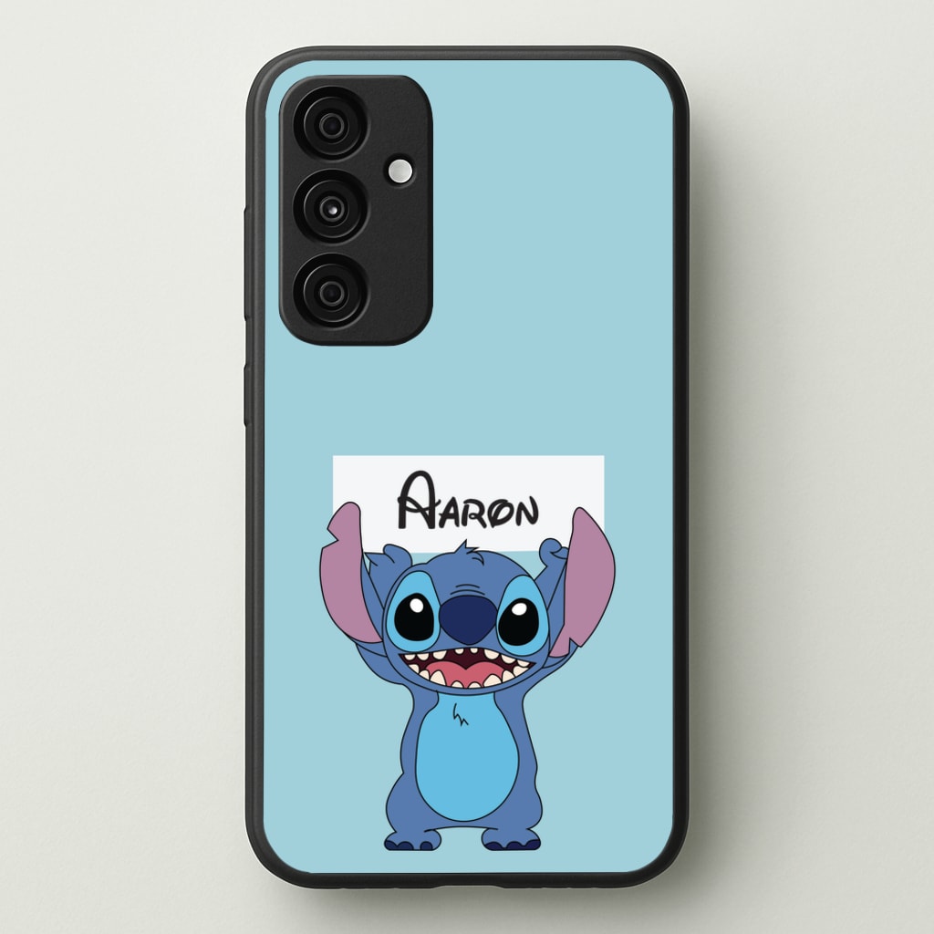 Standing Blue Alien - Personalised Disney - Disney Phone Case for Galaxy A35
