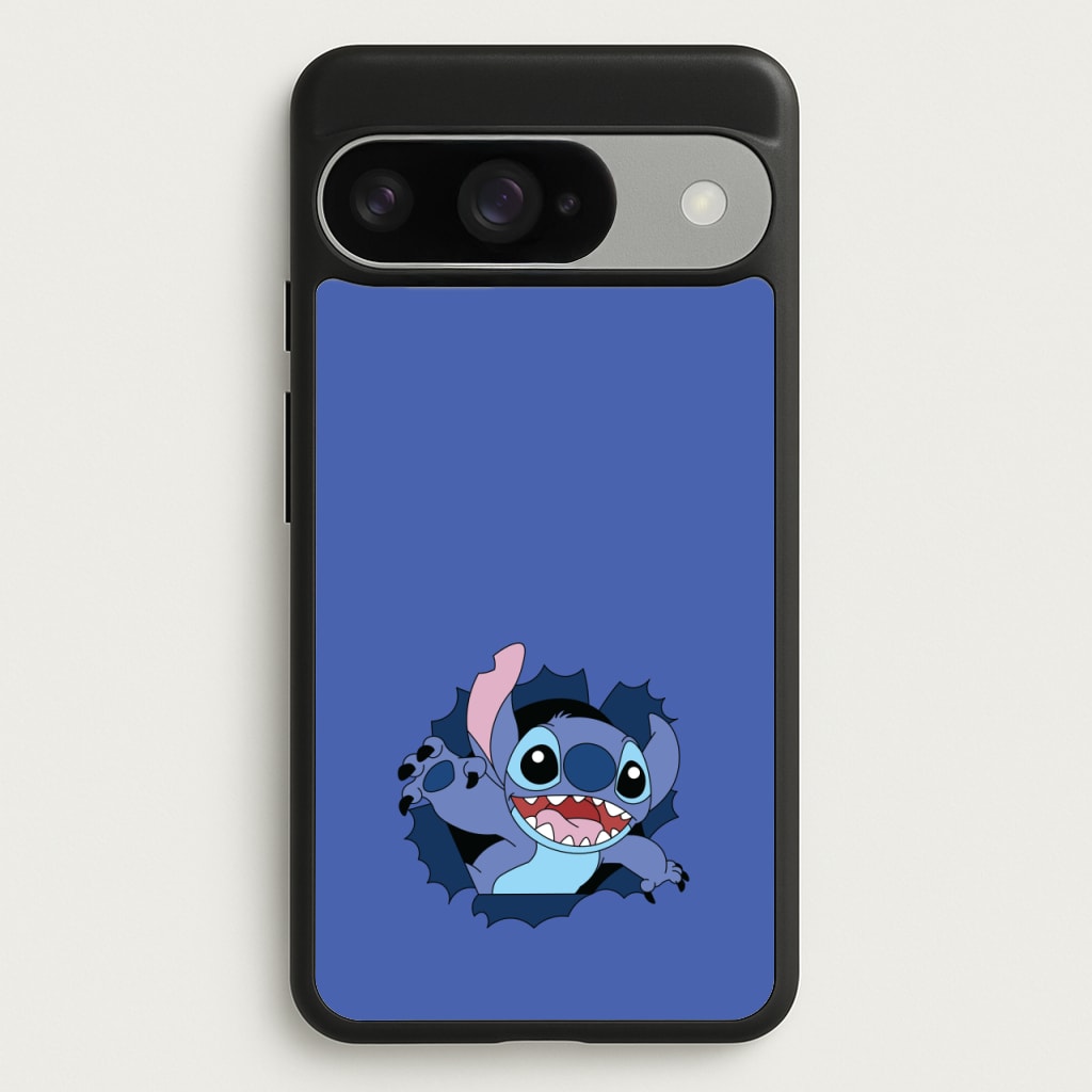 Torn Blue Alien Phone Case for Google Pixel 10 / 10 Pro