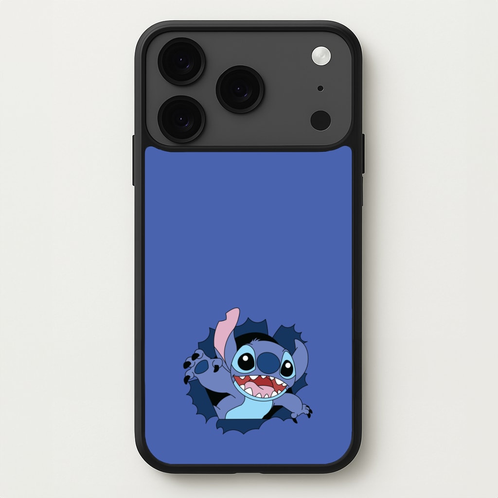 Torn Blue Alien Phone Case for iPhone 17 Pro