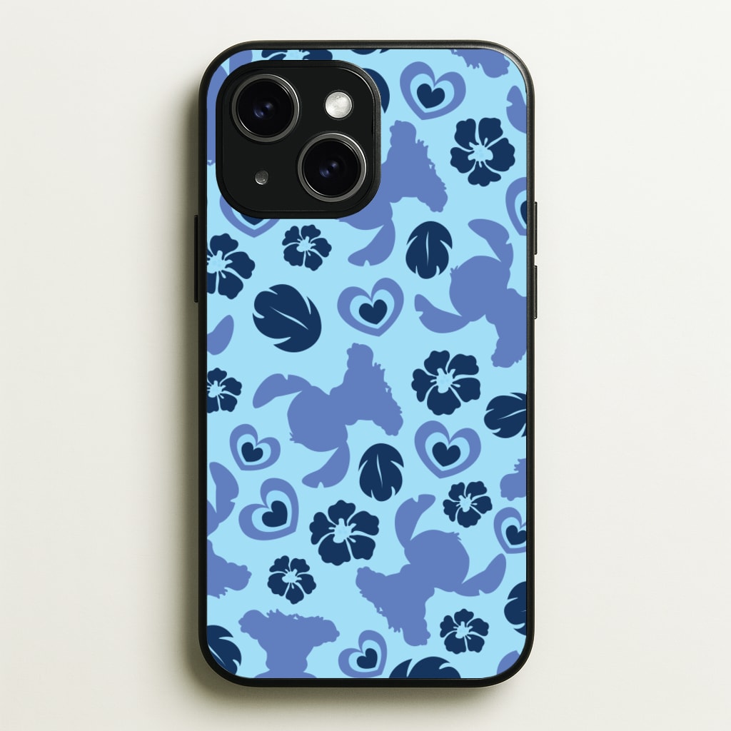 Blue Alien Silhouette Pattern - Disney Phone Case for iPhone 15