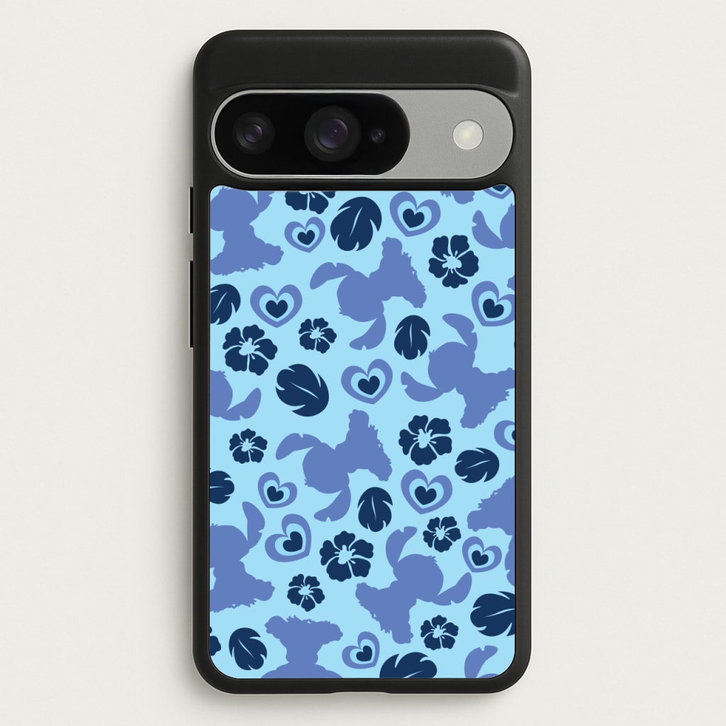 Blue Alien Silhouette Pattern Phone Case for Google Pixel 10 / 10 Pro