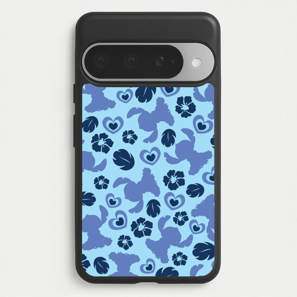 Blue Alien Silhouette Pattern Phone Case for Google Pixel 10 Pro XL