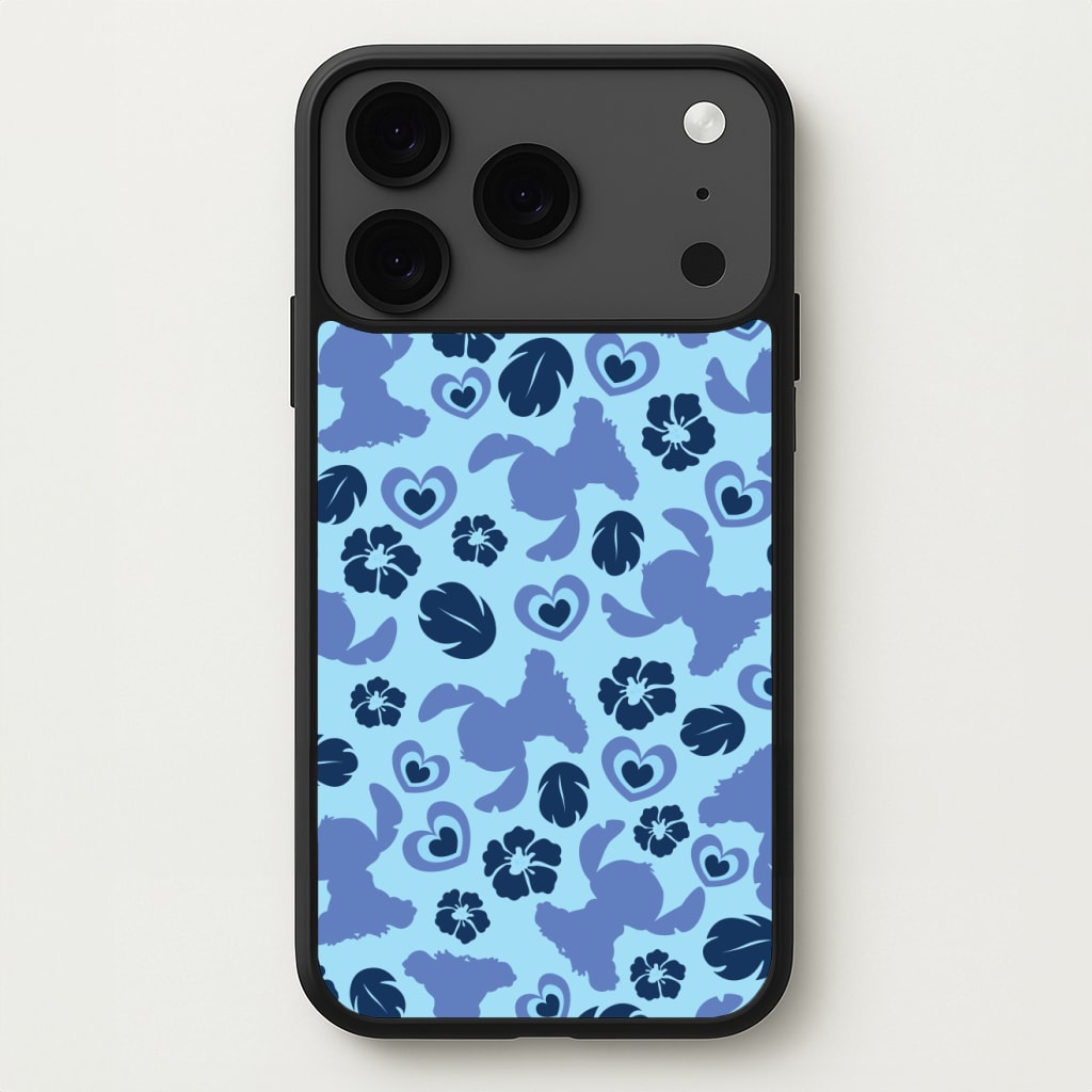 Blue Alien Silhouette Pattern Phone Case for iPhone 17 Pro Max
