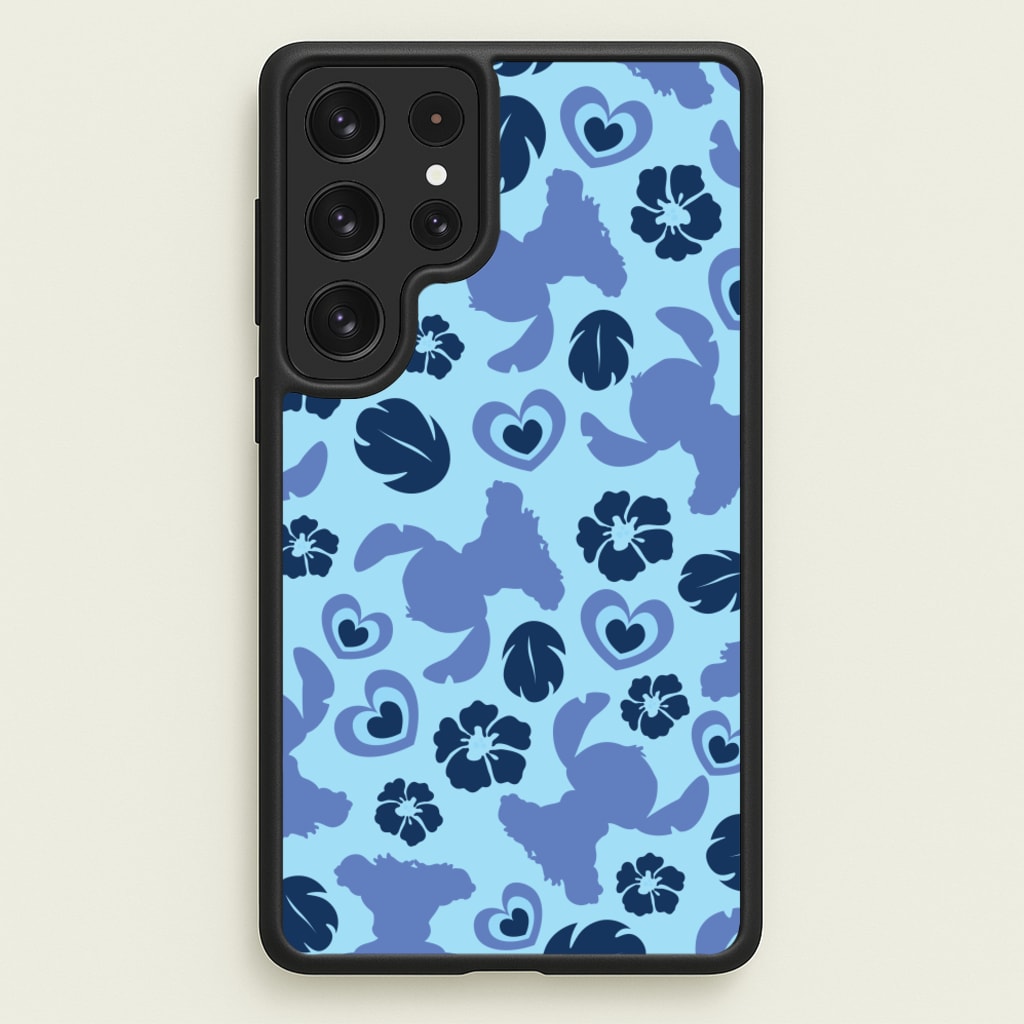Blue Alien Silhouette Pattern - Disney Phone Case for Galaxy S22 Ultra