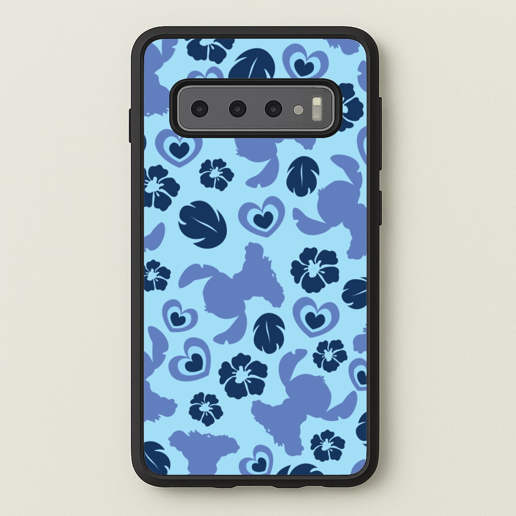 Blue Alien Silhouette Pattern - Disney Phone Case for Galaxy S10 Plus
