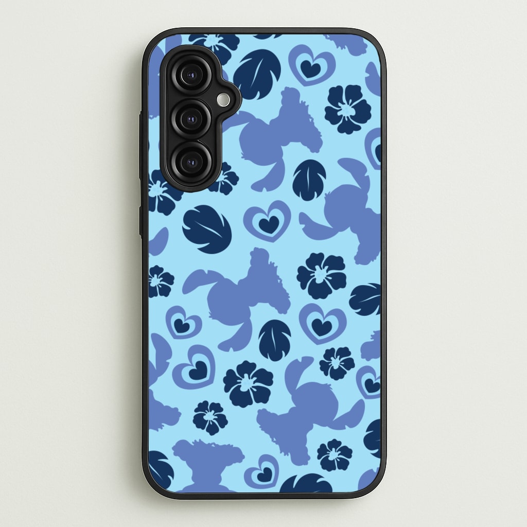 Blue Alien Silhouette Pattern - Disney Phone Case for Galaxy A14