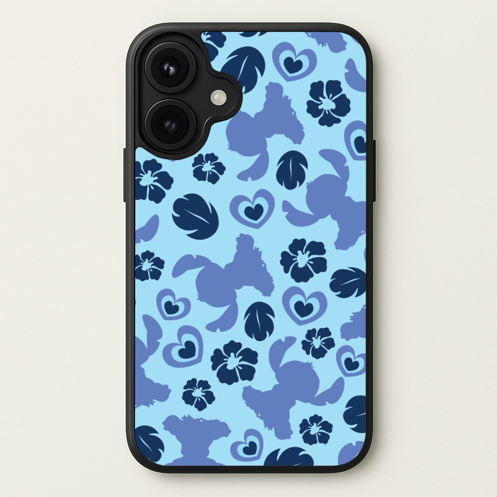 Blue Alien Silhouette Pattern Phone Case for iPhone 17