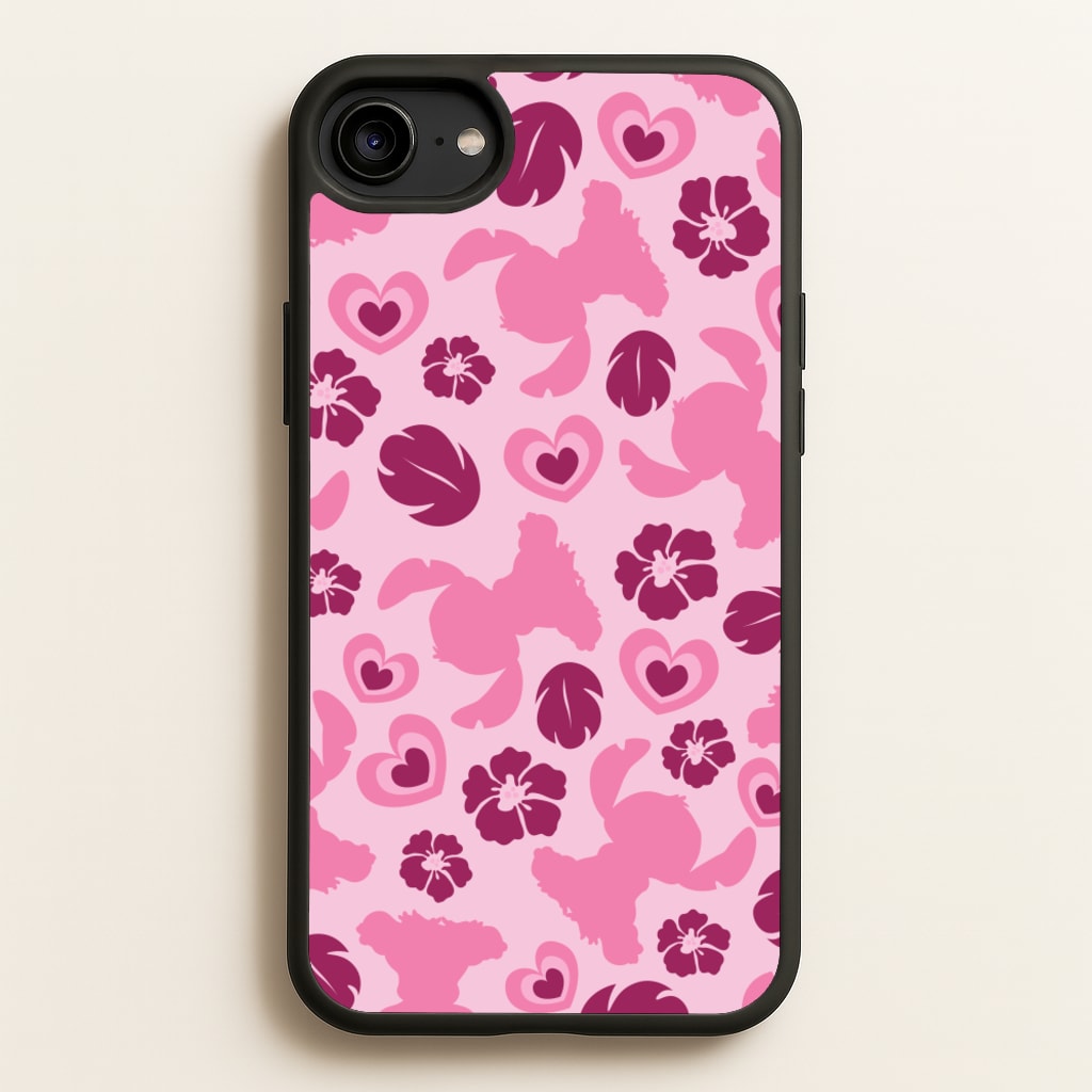 Pink Alien Silhouette Pattern  - Disney Phone Case for iPhone 6 / 7 / 8 / SE
