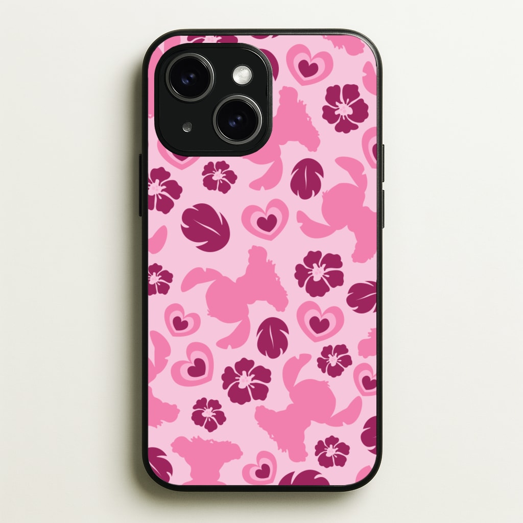Pink Alien Silhouette Pattern - Disney Phone Case for iPhone 14