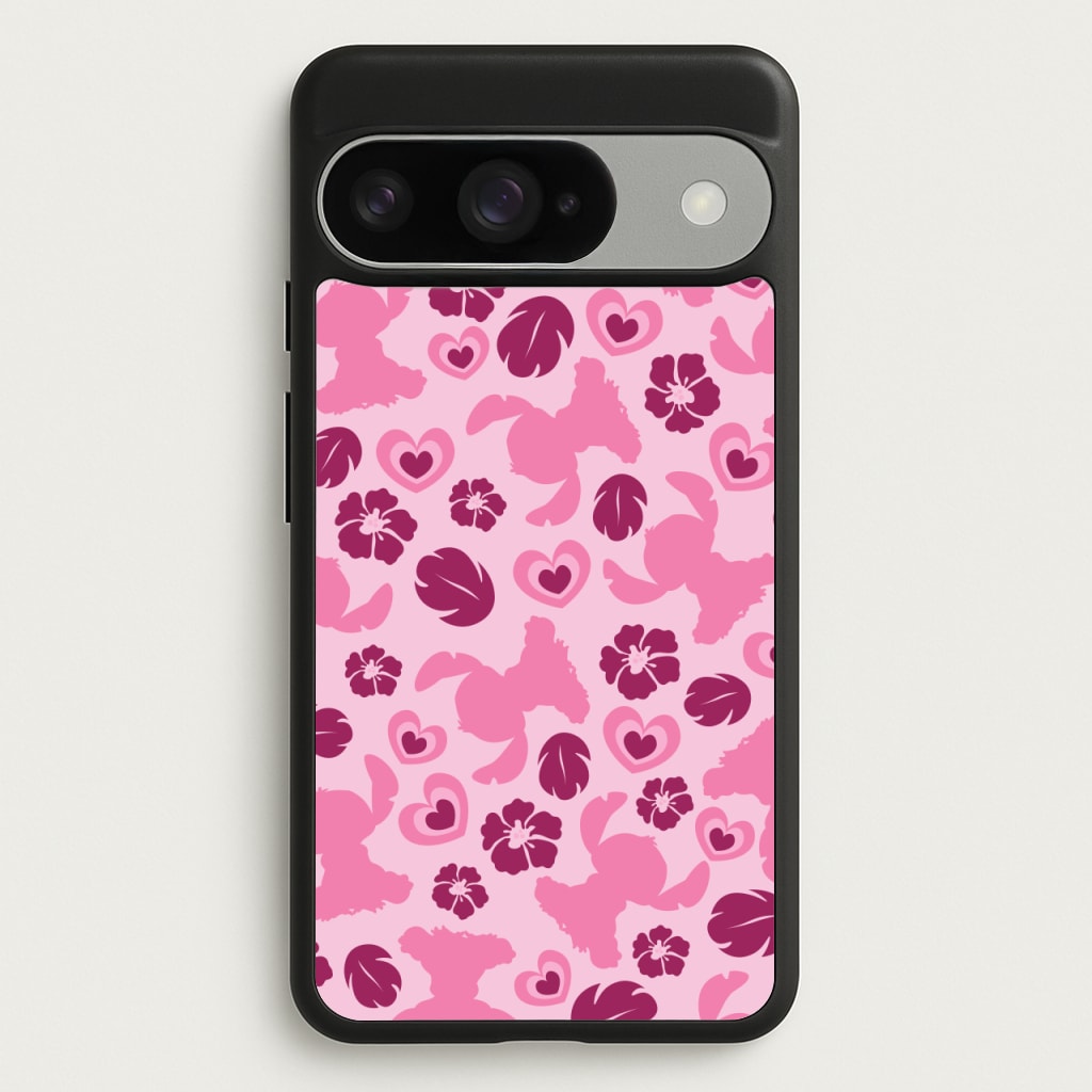 Pink Alien Silhouette Pattern Phone Case for Google Pixel 10 / 10 Pro