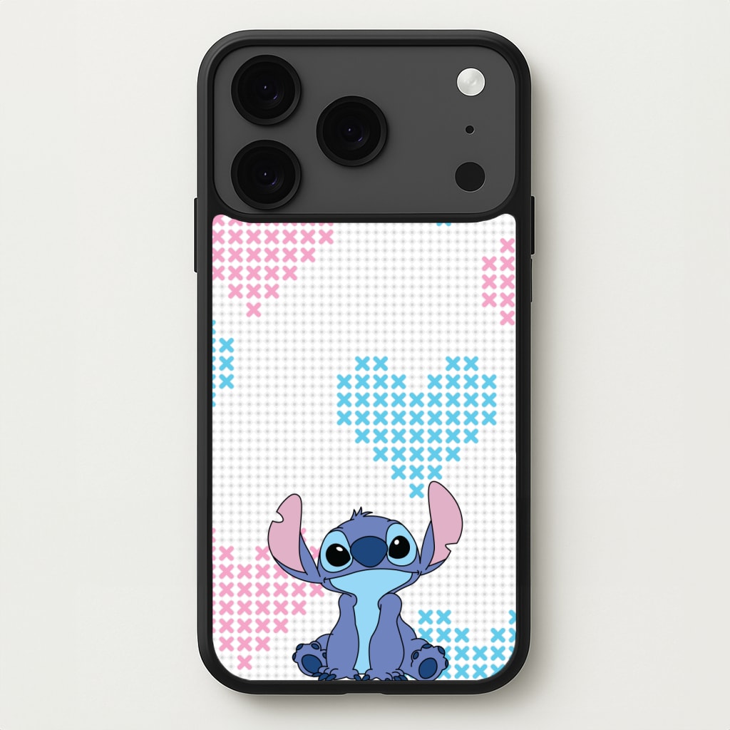 Blue Alien Hearts Phone Case for iPhone 17 Pro Max