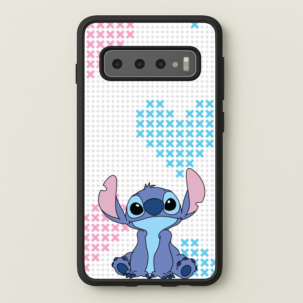 Blue Alien Hearts - Disney Phone Case for Galaxy S10 Plus