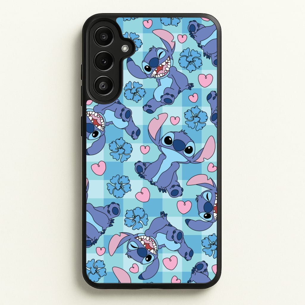 Blue Alien And Hearts Pattern - Disney Phone Case for Galaxy A36