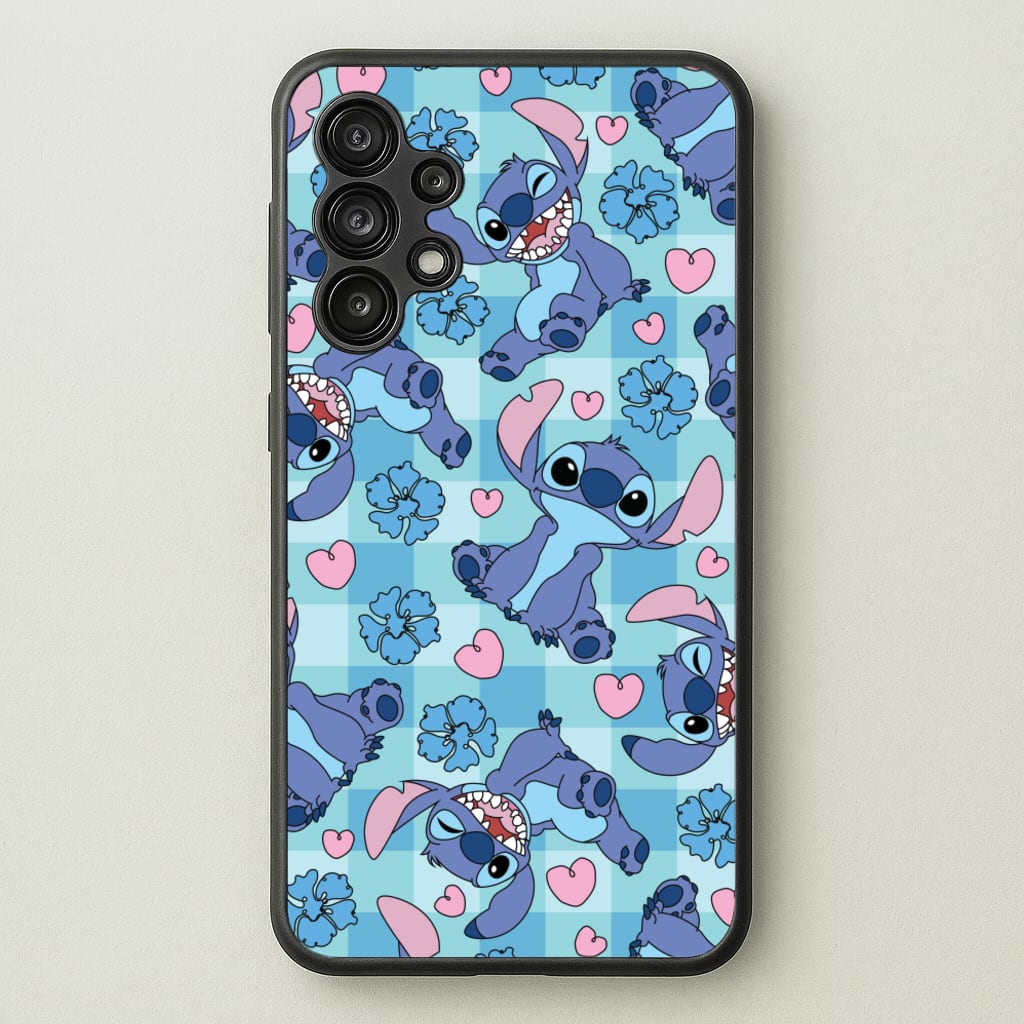 Blue Alien And Hearts Pattern - Disney Phone Case for Galaxy A13