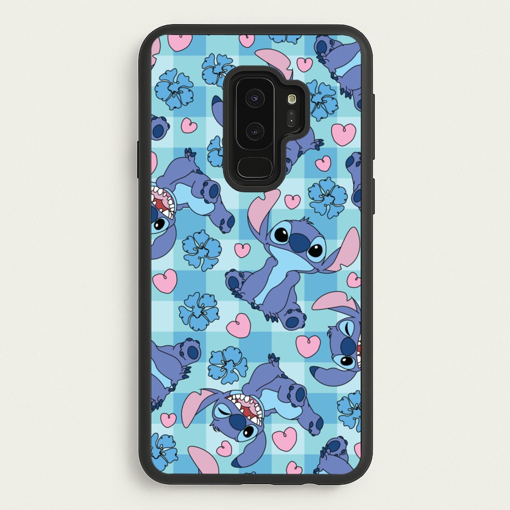 Blue Alien And Hearts Pattern - Disney Phone Case for Galaxy S9 Plus