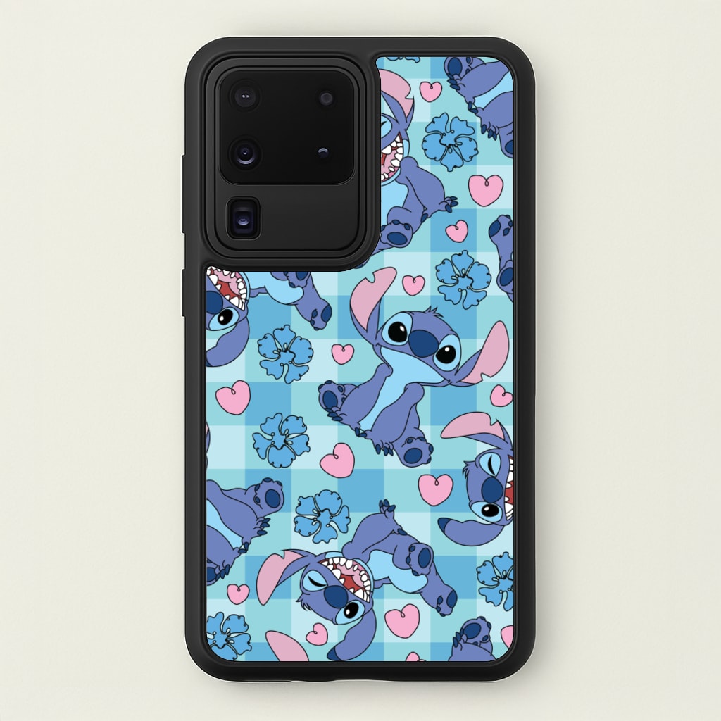 Blue Alien And Hearts Pattern - Disney Phone Case for Galaxy S20 Ultra