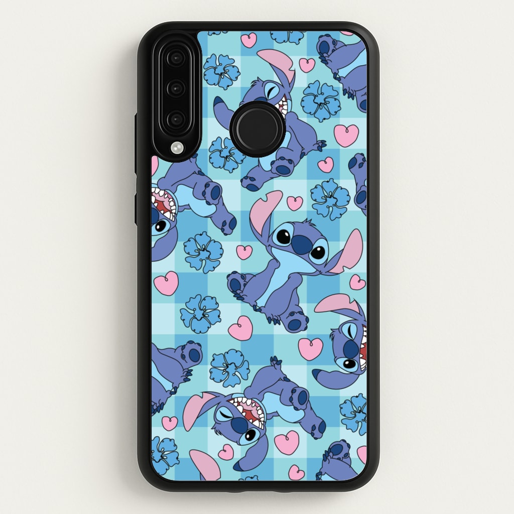 Blue Alien And Hearts Pattern - Disney Phone Case for Huawei P30 Lite
