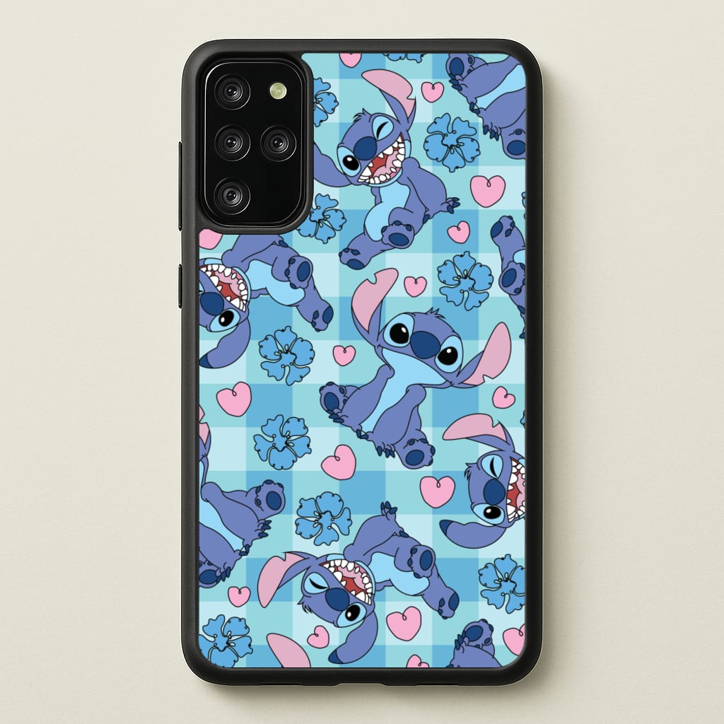 Blue Alien And Hearts Pattern - Disney Phone Case for Galaxy S20 Plus