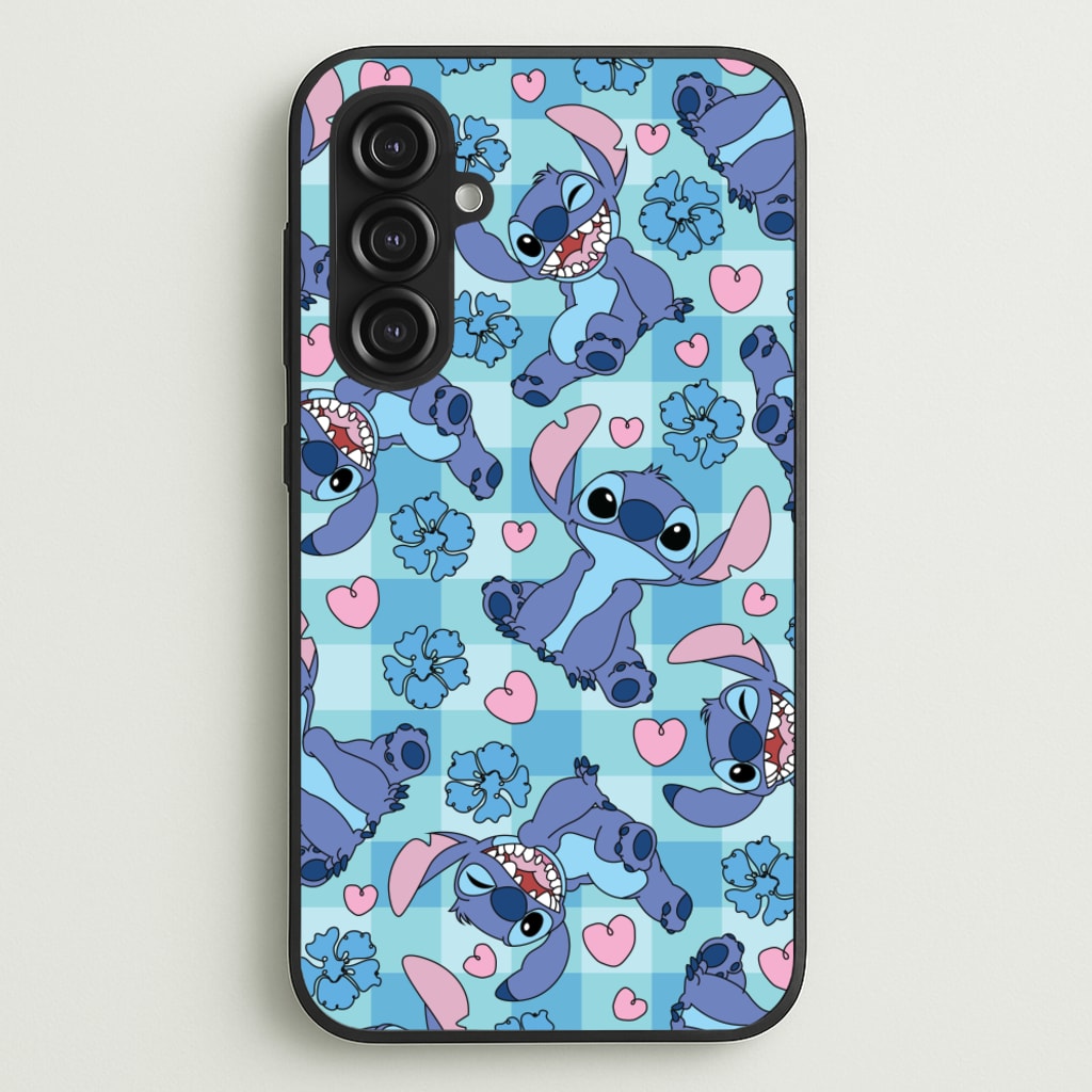 Blue Alien And Hearts Pattern - Disney Phone Case for Galaxy S23FE