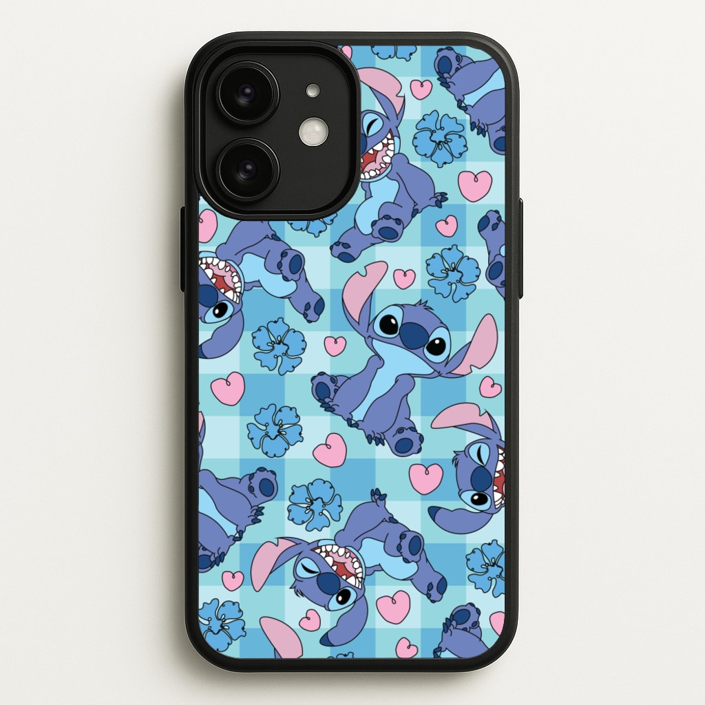 Blue Alien And Hearts Pattern - Disney Phone Case for iPhone 11