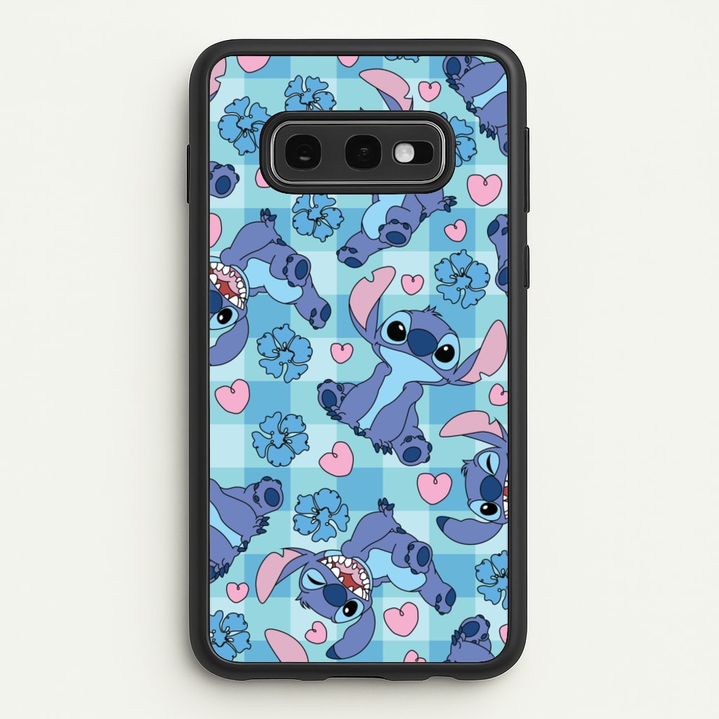 Blue Alien And Hearts Pattern - Disney Phone Case for Galaxy S10e