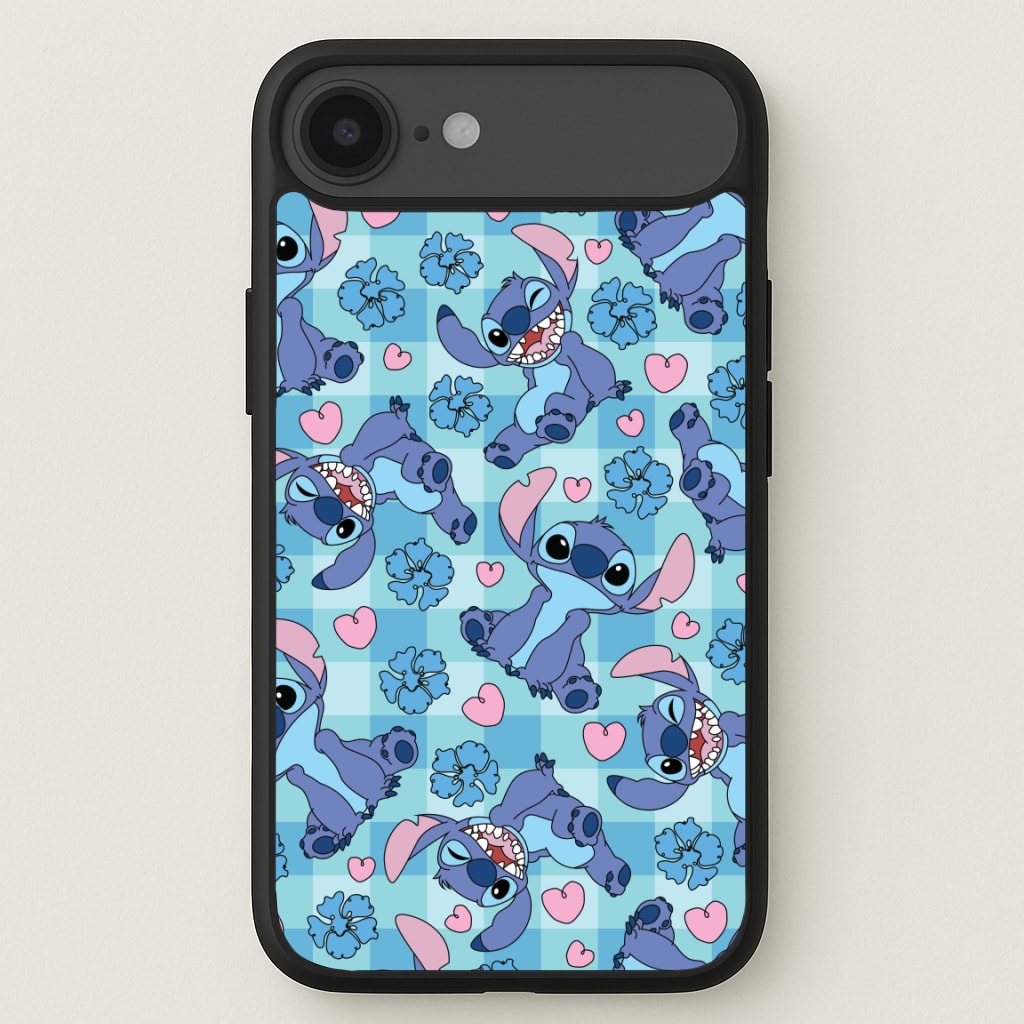 Blue Alien And Hearts Pattern Phone Case for iPhone 17 Air