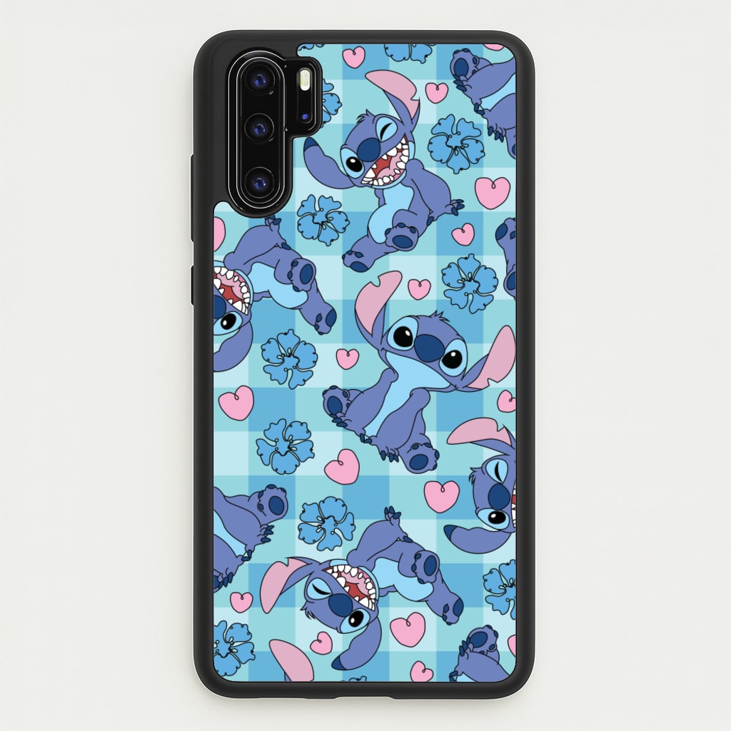 Blue Alien And Hearts Pattern - Disney Phone Case for Huawei P30 Pro