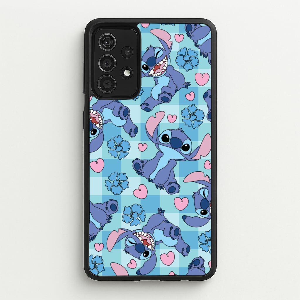 Blue Alien And Hearts Pattern - Disney Phone Case for Galaxy A52 / A52s