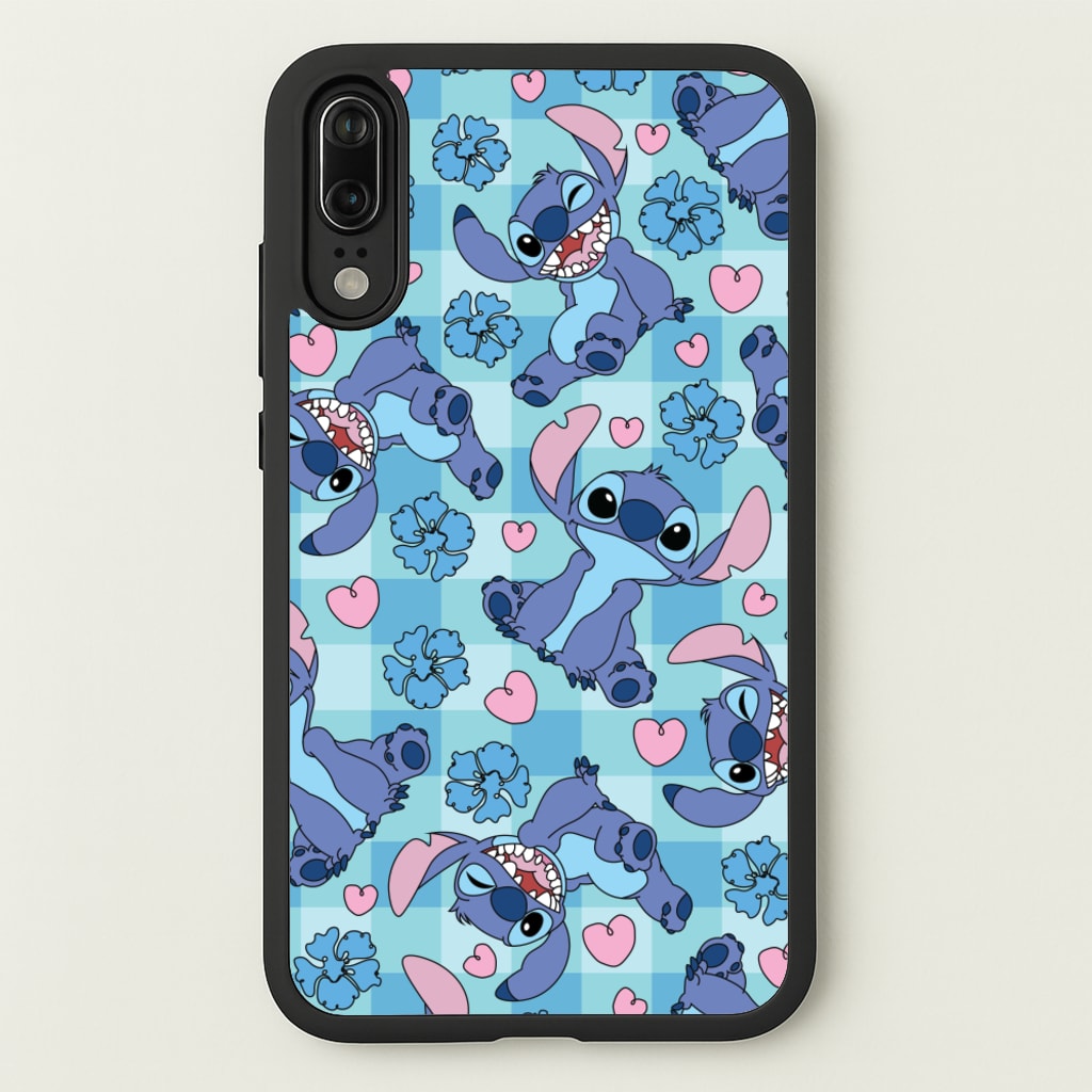 Blue Alien And Hearts Pattern - Disney Phone Case for Huawei P20