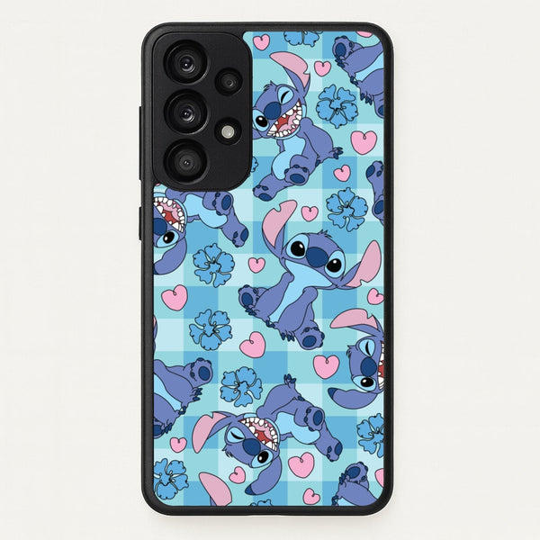 Blue Alien And Hearts Pattern - Disney Phone Case for Galaxy A33