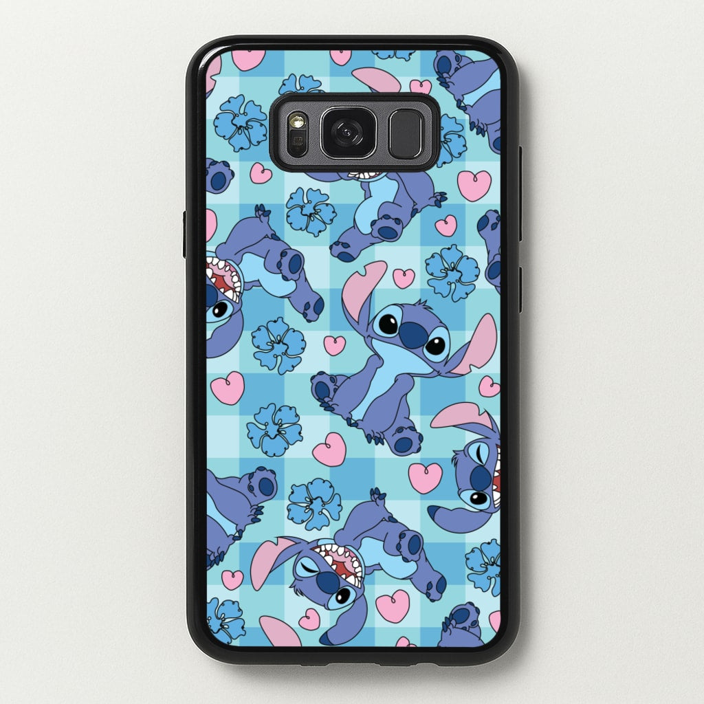 Blue Alien And Hearts Pattern - Disney Phone Case for Galaxy S8