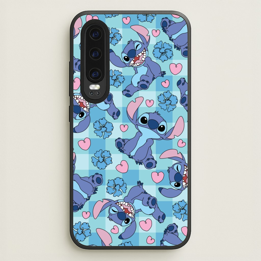 Blue Alien And Hearts Pattern - Disney Phone Case for Huawei P30