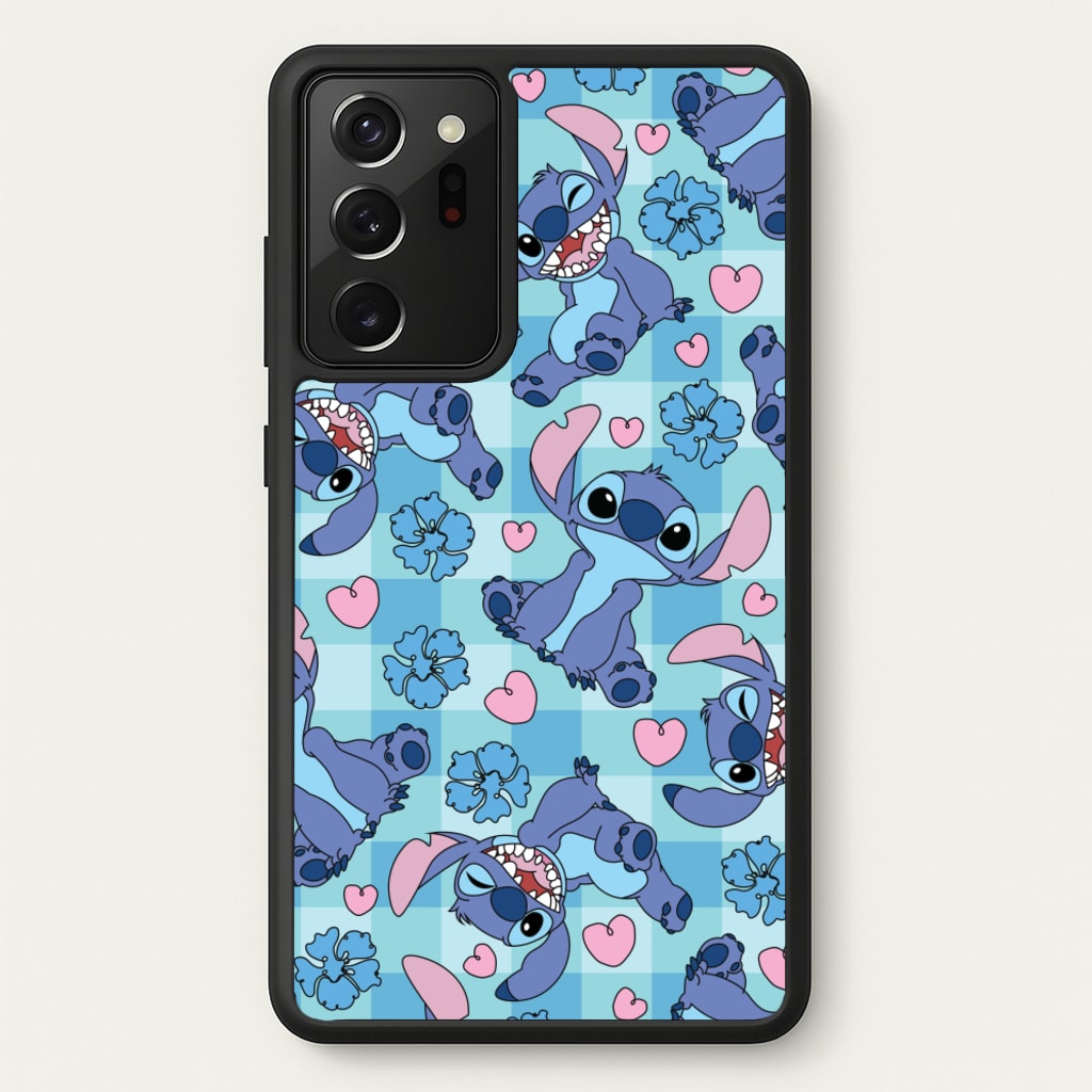 Blue Alien And Hearts Pattern - Disney Phone Case for Galaxy Note 20 Ultra