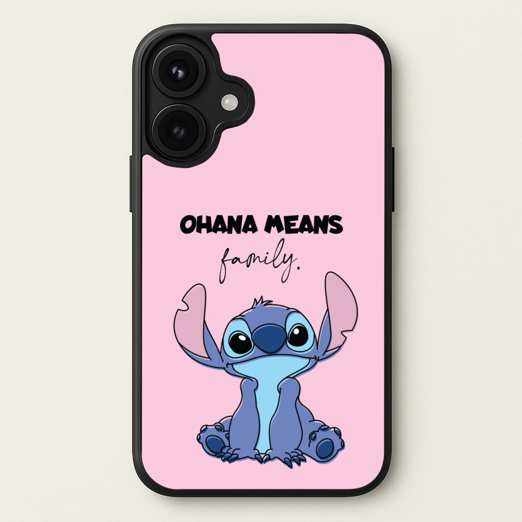 Ohana Means Family Pink Phone Case for iPhone 17