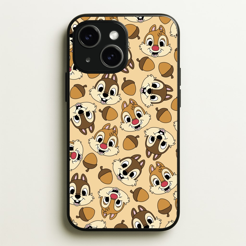 Cute Squirrels And Acorns Pattern - Disney Phone Case for iPhone 14