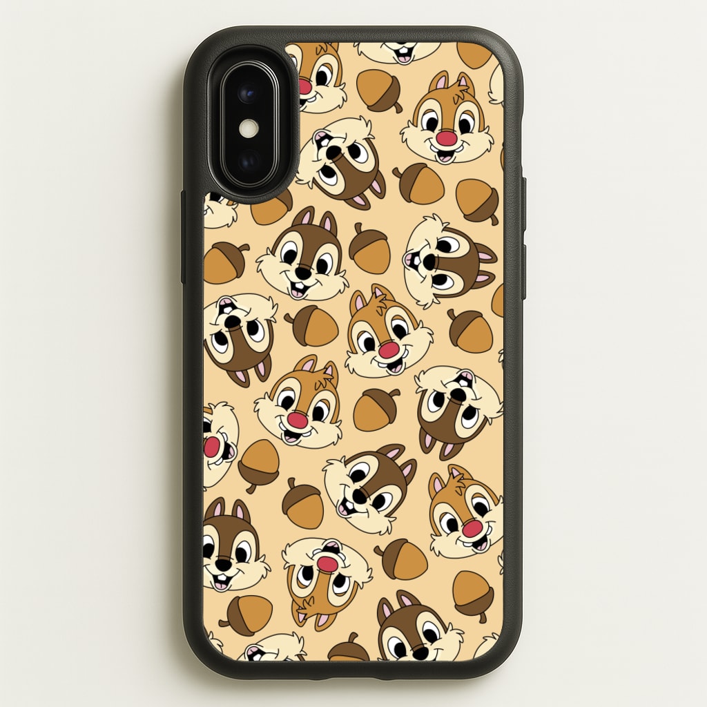 Cute Squirrels And Acorns Pattern - Disney Phone Case for iPhone X / XS