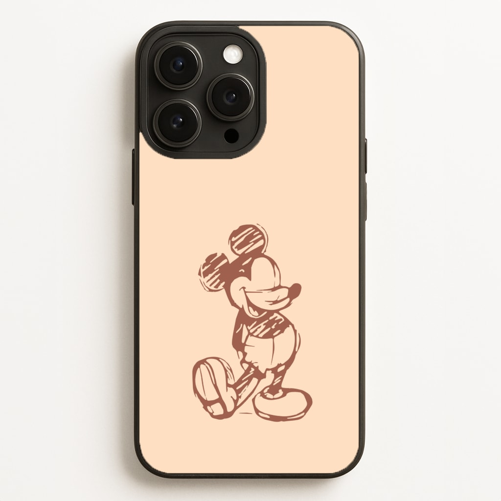 Sketched Mouse Outline Beige - Disney Phone Case for iPhone 16 Pro Max