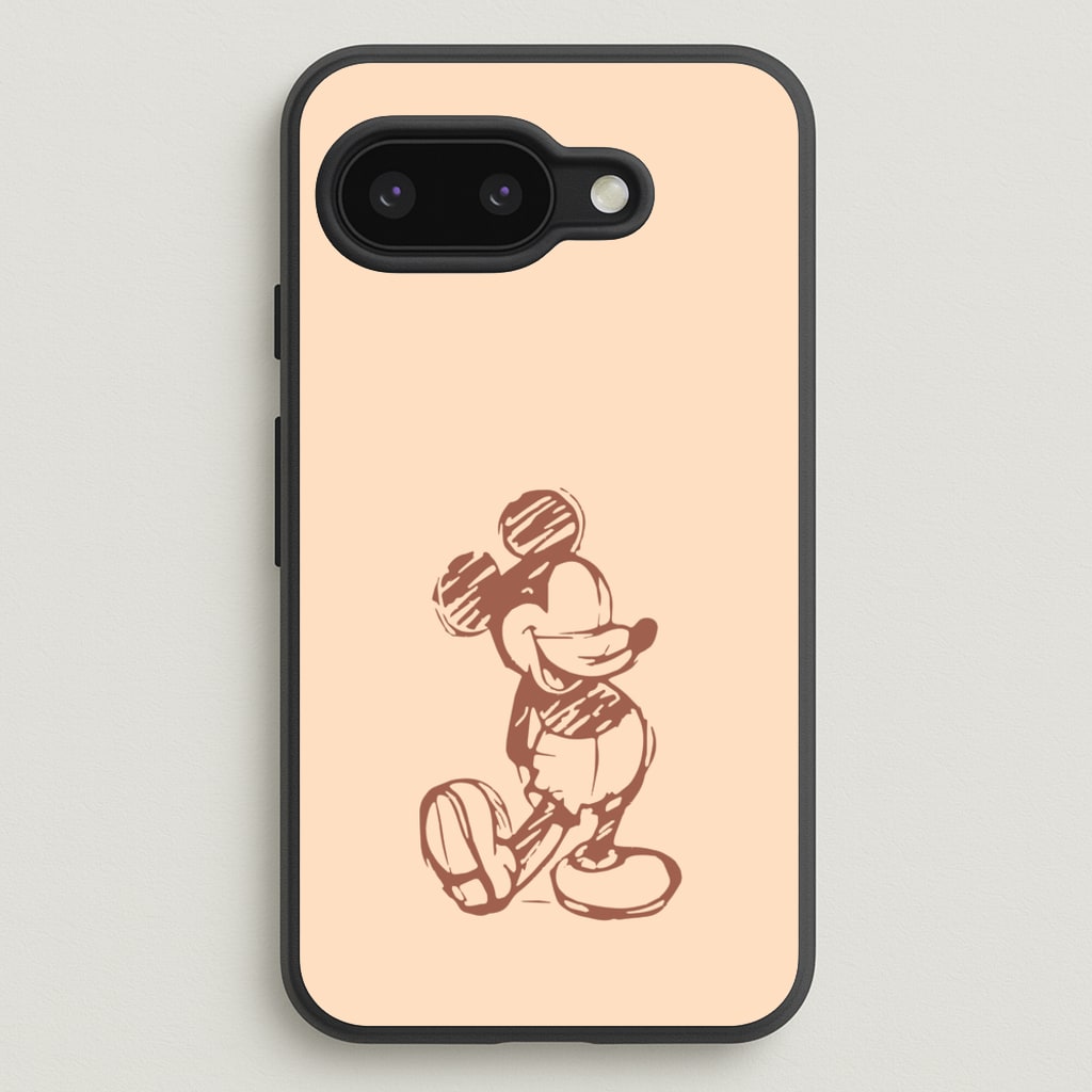 Sketched Mouse Outline Beige - Disney Phone Case for Google Pixel 9a