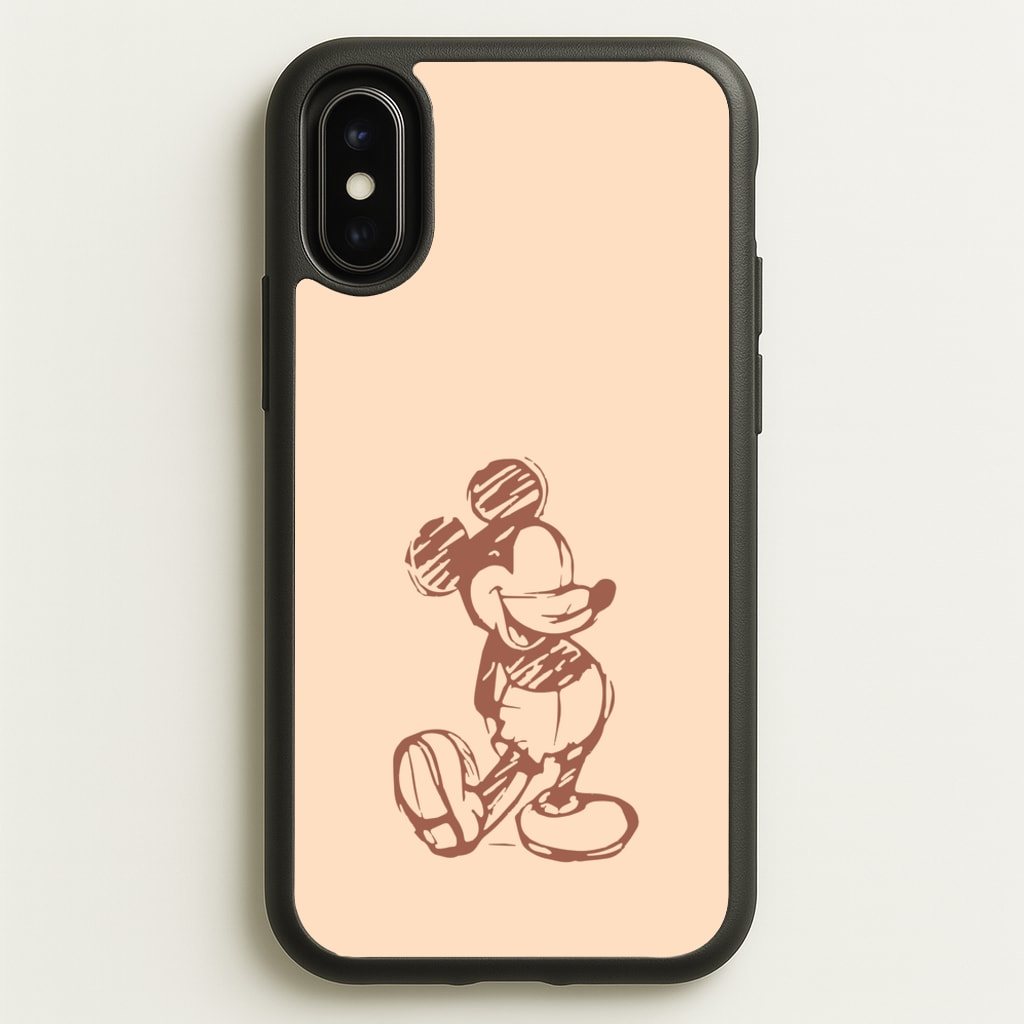 Sketched Mouse Outline Beige - Disney Phone Case for iPhone X / XS