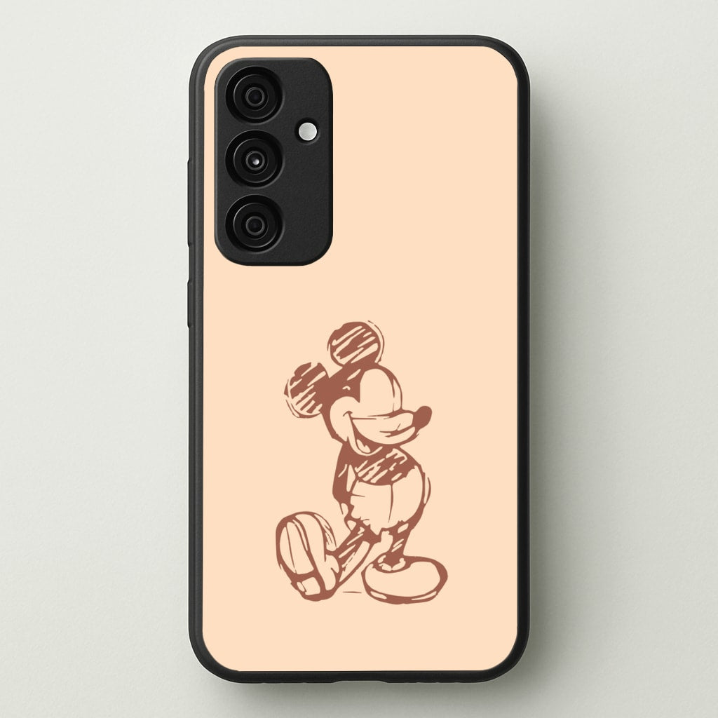 Sketched Mouse Outline Beige - Disney Phone Case for Galaxy A35