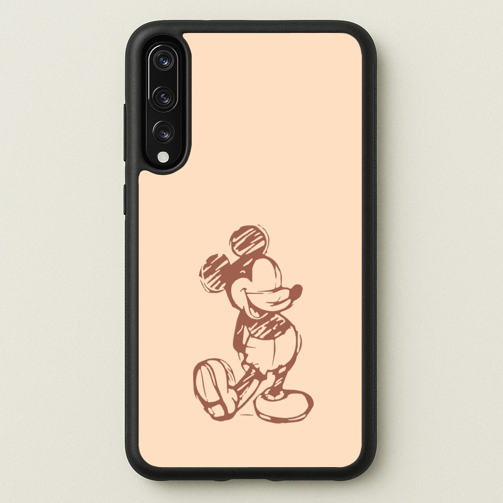 Sketched Mouse Outline Beige - Disney Phone Case for Huawei P20 Pro
