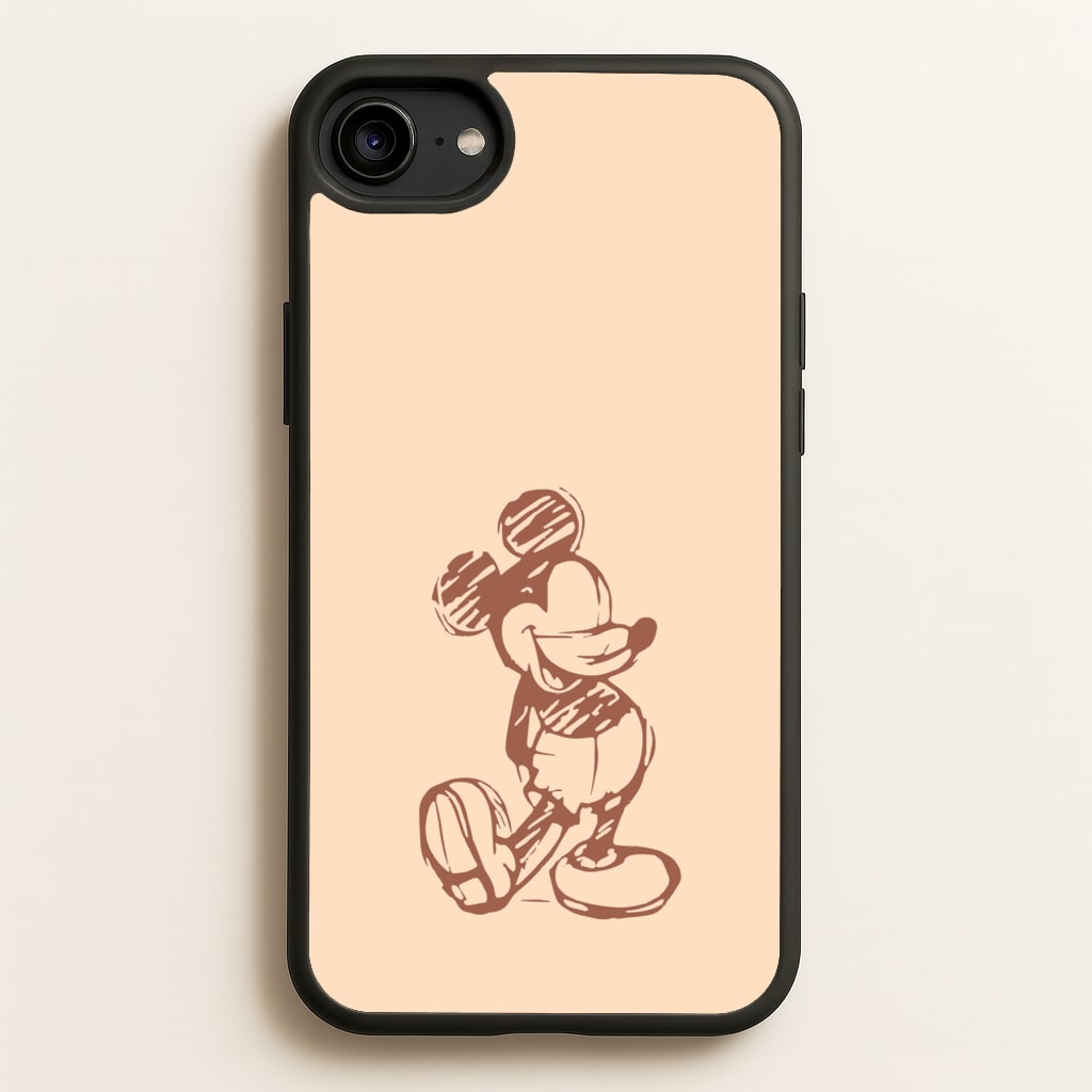 Sketched Mouse Outline Beige - Disney Phone Case for iPhone 6 / 7 / 8 / SE