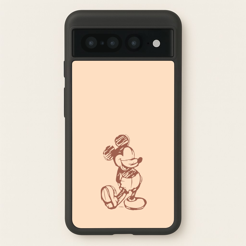 Sketched Mouse Outline Beige - Disney Phone Case for Google Pixel 7 Pro