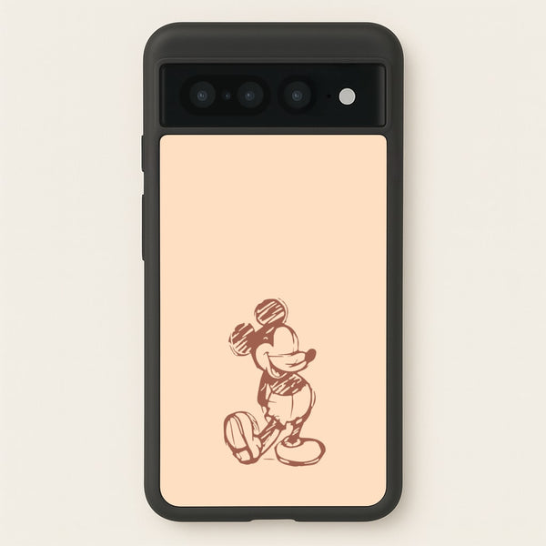 Sketched Mouse Outline Beige - Disney Phone Case for Google Pixel 7 Pro