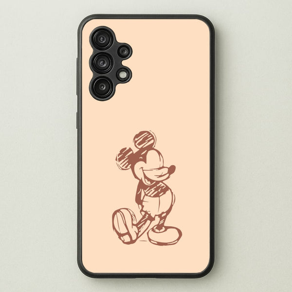 Sketched Mouse Outline Beige - Disney Phone Case for Galaxy A13