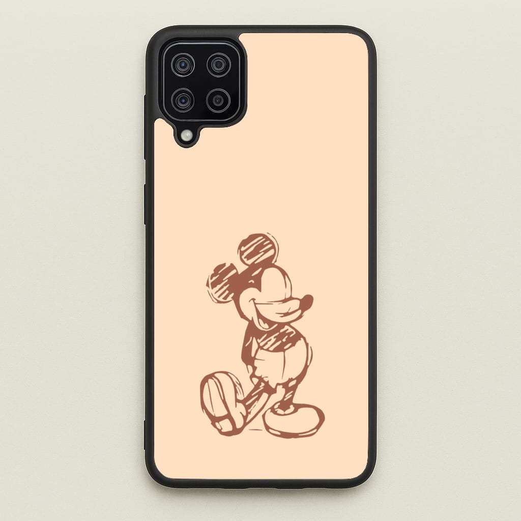 Sketched Mouse Outline Beige - Disney Phone Case for Galaxy A12
